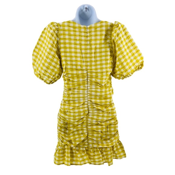 Petal & Pup NEW Tenice V Neck Gingham Puff Sleeve Mini Dress Green Size XS - Picture 8 of 11